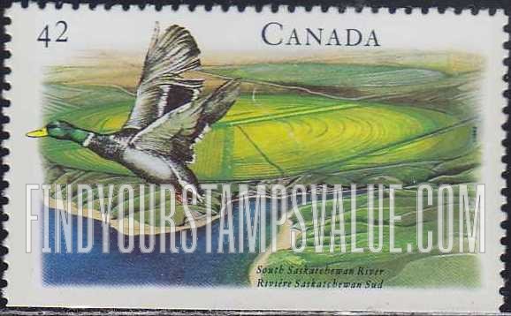 FindYourStampsValue: Booklet Stamps, Canadian Rivers Type of 1991: South Saskatchewan
