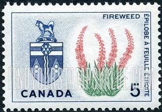 FindYourStampsValue: Fireweed and arms of Yukon
