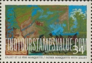 FindYourStampsValue: Louis Jolliet (1645-1700) &Fr. Jacques Marquette (1637-75) discovering the Mississippi River, 1673.