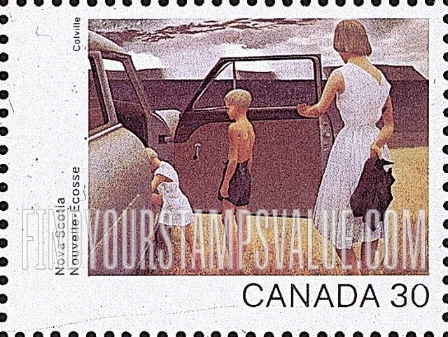 FindYourStampsValue: Family and Rainstorm, by Alex Colville