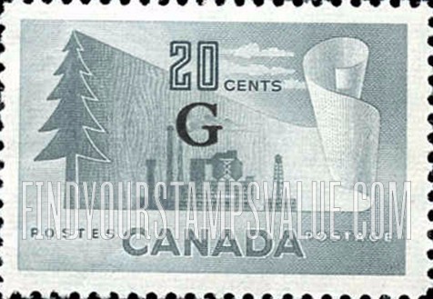 FindYourStampsValue: Official Stamps - Symbols of Newsprint Paper Production overprinted in black