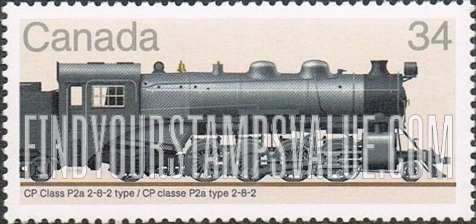 FindYourStampsValue: Locomotives Type of 1984: Canadian Pacific P2a