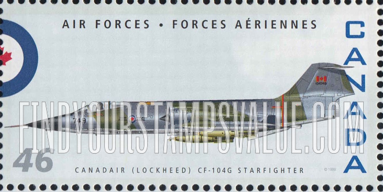 FindYourStampsValue: Canadair (Lockheed) CF-104G Starfighter