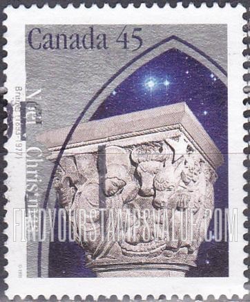 FindYourStampsValue: Capital Sculptures by Emile Brunet, Sainte-Anne-de-Deaupre Basilica: The Nativity