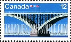 FindYourStampsValue: Peace Bridge, Canadian US and UN Flags