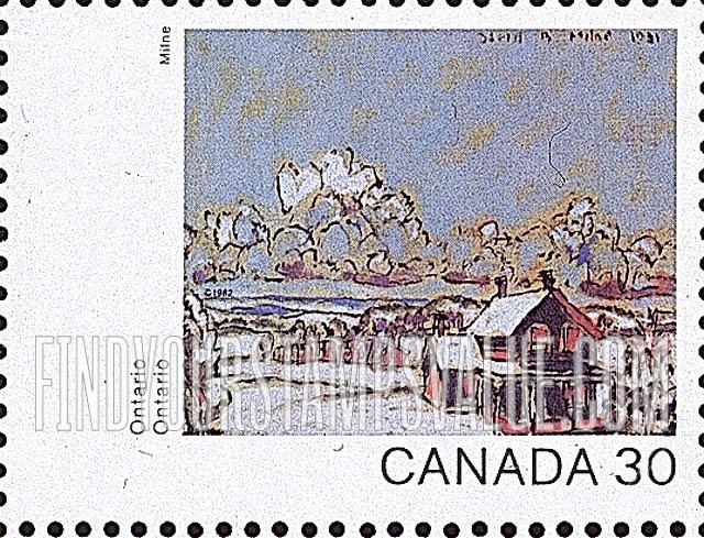 FindYourStampsValue: The Red Brick House, by David Milne