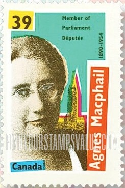 FindYourStampsValue: Agnes Campbell Macphail (1890-1954), First Woman Member of Parliament