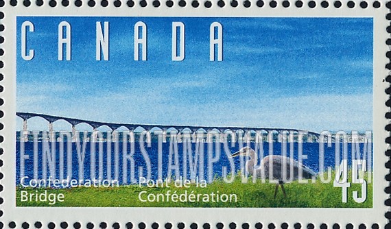 FindYourStampsValue: Opening of the Confederation Bridge: Bridge, bird