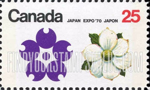 FindYourStampsValue: EXPO β70 Emblem and Dogwood, British Columbia