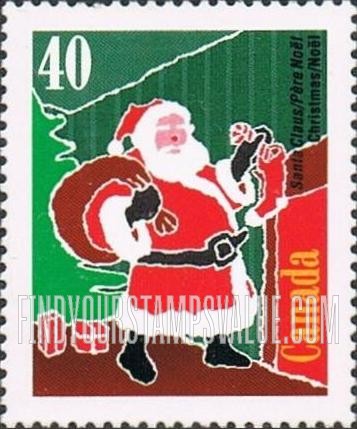 FindYourStampsValue: Santa Claus at Fireplace