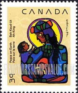 FindYourStampsValue: Virgin Mary with Christ Child and St. John the Baptist by Norval Victoria Morrisseau