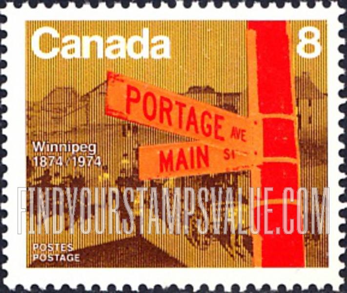 FindYourStampsValue: Main St. and Portage Ave.,Winnipeg,1872
