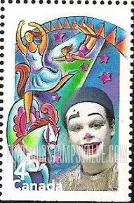 FindYourStampsValue: The Circus: Woman standing on horse, aerial act