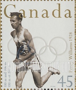 FindYourStampsValue: Canadian Olympic Gold Medalists: Percy Williams, 100m, 200m, 1928