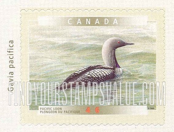 FindYourStampsValue: Bird Type of 1996: Pacific Loon