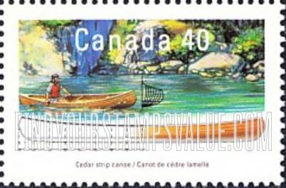 FindYourStampsValue: Small Craft Type of 1989: Cedar strip canoe