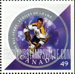 FindYourStampsValue: National Hockey League Stars: Milt Schmidt (purple background)