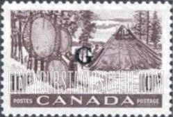 FindYourStampsValue: Official Stamps - Indians Drying Skins on Stretchers overprinted in black