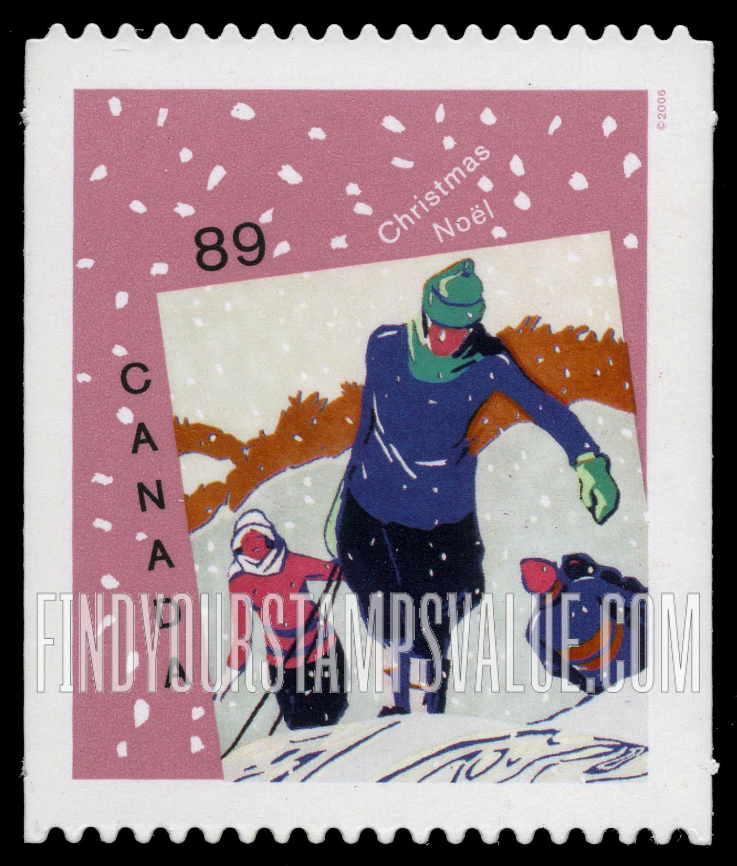 FindYourStampsValue: Christmas Card Art: Winter Joys, by J. E. Sampson