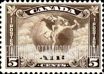 FindYourStampsValue: Allegory-Air Mail Circles Globe
