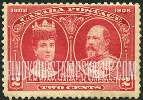FindYourStampsValue: Quebec Tercentenary Issue: Queen Alexandra and King Edward