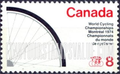 FindYourStampsValue: Bicycle Wheel and Cycling Emblem