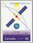 FindYourStampsValue: Enterprising Giants: Bell Canada Enterprises (earth, satellite, string of binary digits).