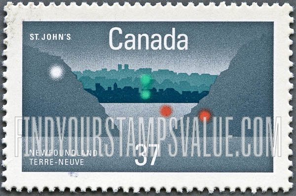 FindYourStampsValue: Harbor entrance, skyline