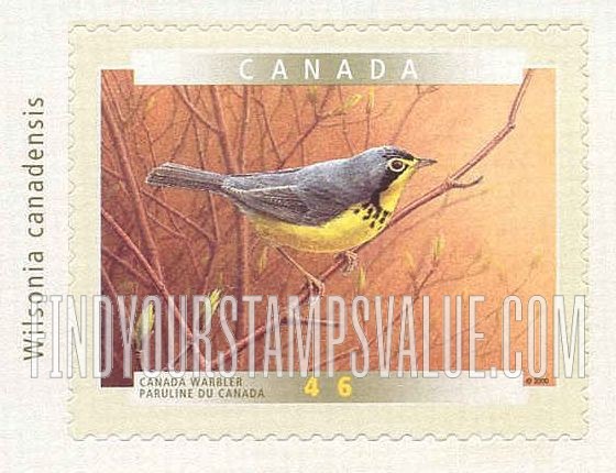 FindYourStampsValue: Bird Type of 1996: Canada warbler