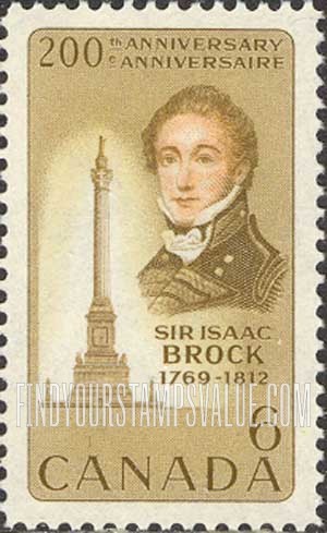 FindYourStampsValue: Sir Isaac Brock and Memorial Queenston Heights