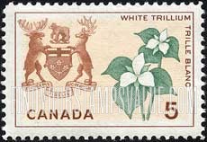 FindYourStampsValue: White Trillium and Arms of 43 Ontario