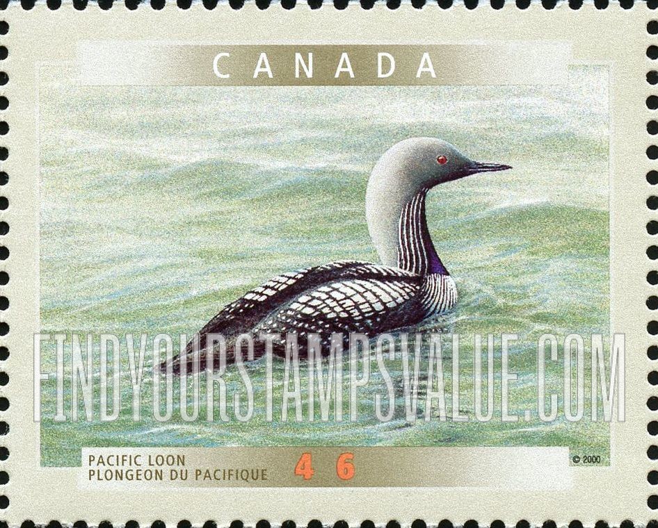 FindYourStampsValue: Bird Type of 1996: Pacific loon