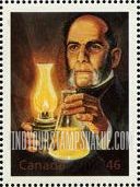 FindYourStampsValue: Fathers of Invention: Abraham Gesner (1797-1864), beaker of kerosene and lamp.