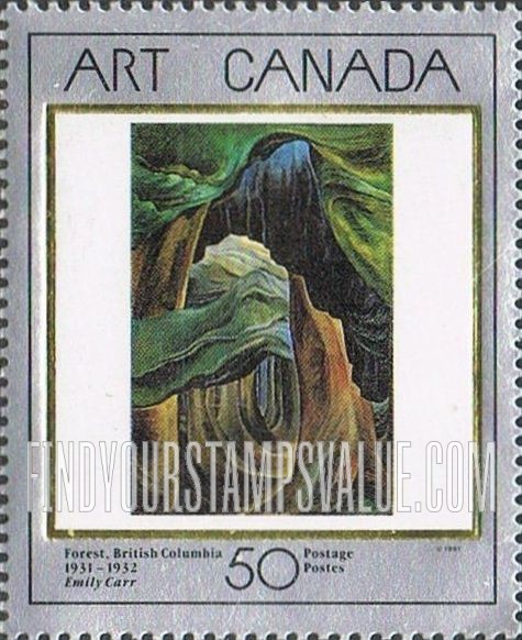 FindYourStampsValue: Art Type of 1988: Forest, British Columbia by Emily Carr