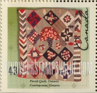 FindYourStampsValue: Booklet Stamps: Pieced quilt, Ontario