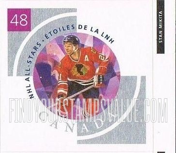 FindYourStampsValue: National Hockey League Stars: Stan Mikita (red violet panel).