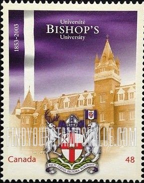 FindYourStampsValue: Universities: Bishop’s University, Lennoxville, Quebec, 150th anniversary
