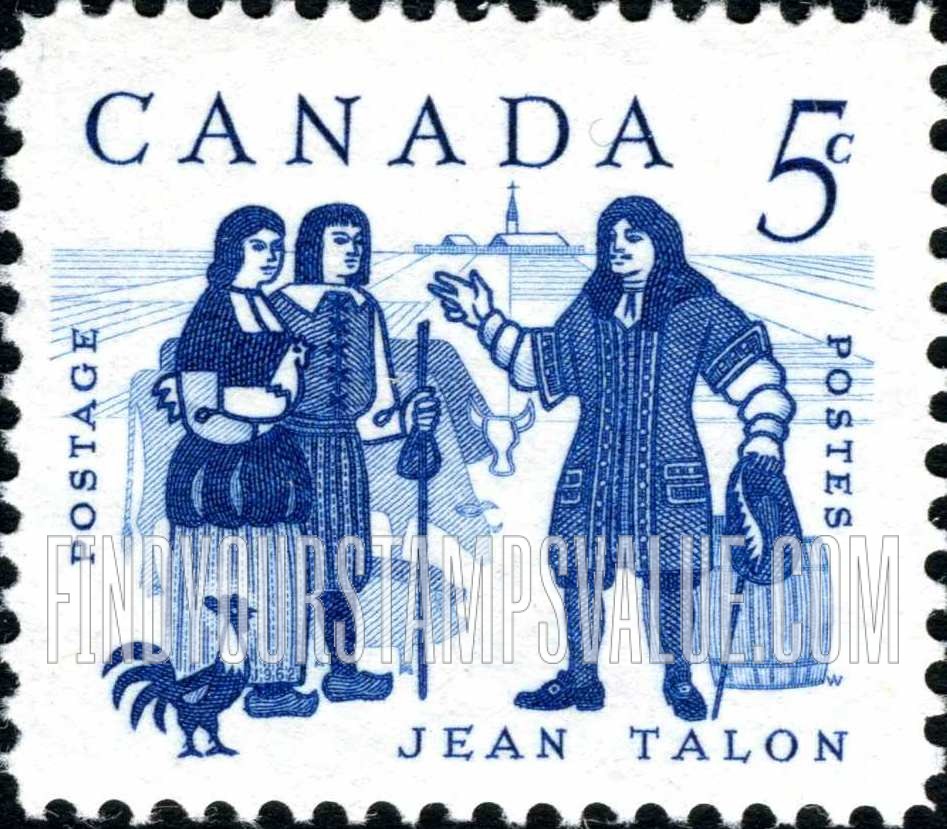 FindYourStampsValue: Jean Talon Presenting Gifts to Young Farm Couple
