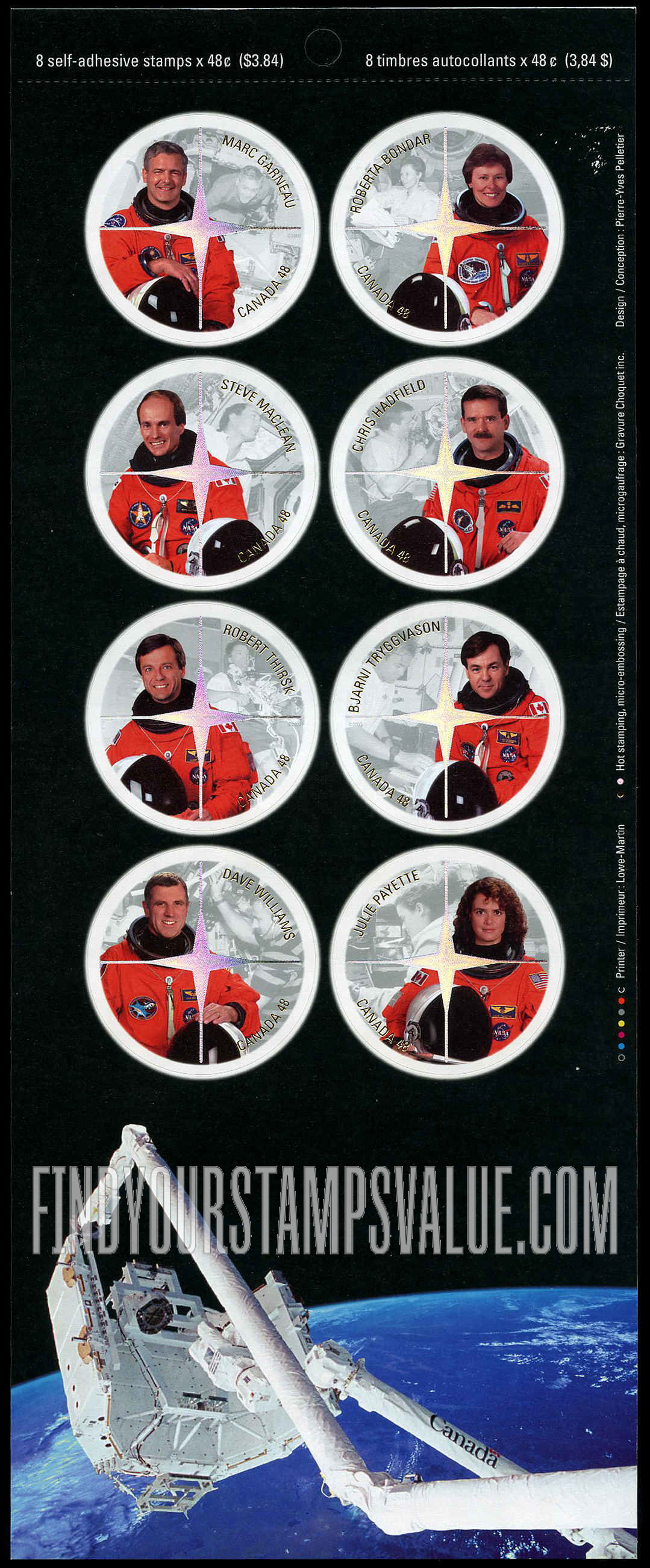 FindYourStampsValue: Canadian Astronauts