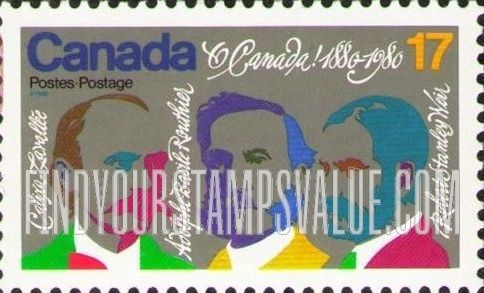 FindYourStampsValue: “O Canada!” Composers Lavallee, Routhier, Weir