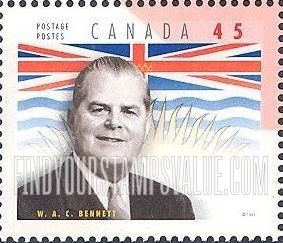 FindYourStampsValue: W.A.C. Bennett (1900-1979), British Columbia