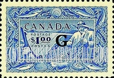 FindYourStampsValue: Official Stamps - Fishing overprinted in black
