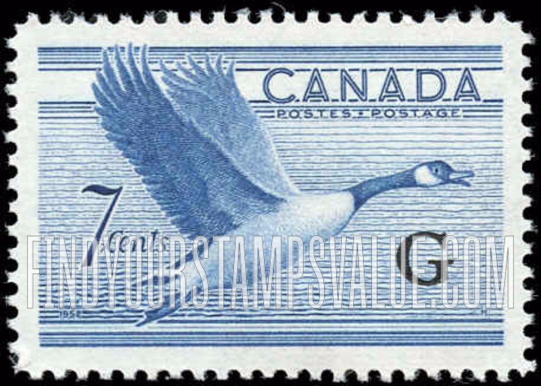 FindYourStampsValue: Official Stamps - Canada Goose overprinted in black
