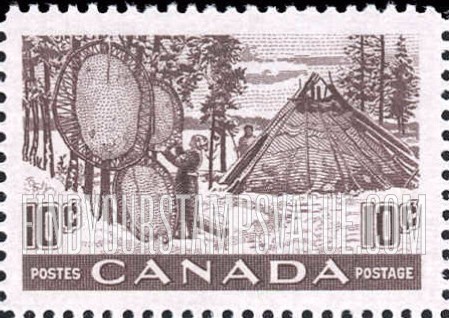 FindYourStampsValue: Indians Drying Skins on Stretchers