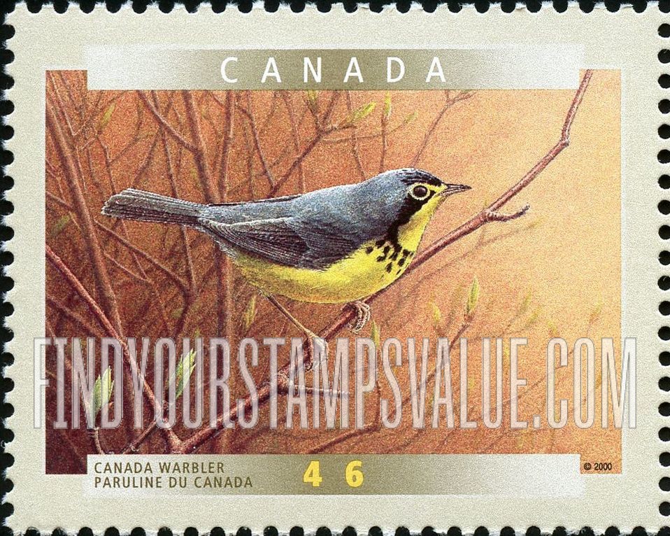 FindYourStampsValue: Bird Type of 1996: Canada warbler
