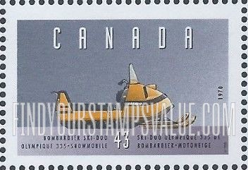 FindYourStampsValue: Historic Vehicles Type of 1993; 1970 Bombardier Ski-Doo Olympique 335 snowmobile