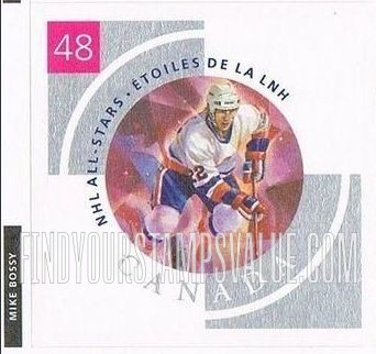 FindYourStampsValue: National Hockey League Stars: Mike Bossy (bright pink panel)