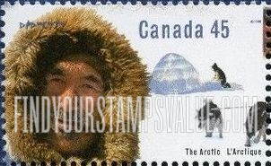 FindYourStampsValue: Canadian Arctic: Inuk man, igloo, sled dogs.