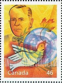 FindYourStampsValue: Humanitarians and Peacekeepers: Lester B. Pearson (1897-1972), prime minister, and Nobel Peace Prize winner, and dove