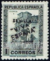 FindYourStampsValue: Revolutionary Overprints, Nationalist (Revolutionary) Forces, Seville: Cliff Houses, Cuenca